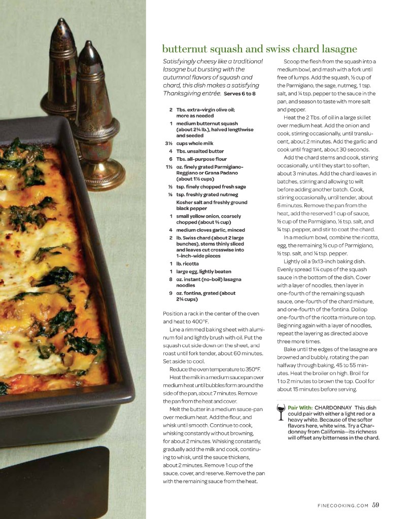 Butternut Squash & Swiss Chard Lasagne